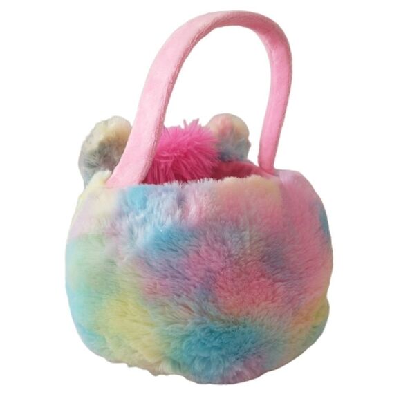 DanDee Unicorn Plush Basket Tie Dye Ombre Colorful Rainbow Handle Soft Pink - Picture 5 of 15